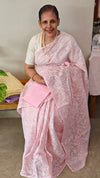 Light pink chikankari net kota saree