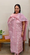 Lilac embroidered tussar silk suit
