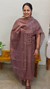 Embroidered net kota suit
