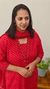 Red V neck 3 piece cotton set