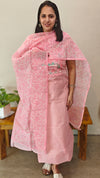 Light pink Net Kota salwar with embroidery on the yoke