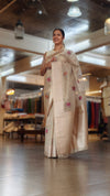 Champagne gold Tissue Organza Banarasi Saree with woven butas
