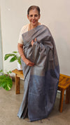 Grey Tussar Silk Saree