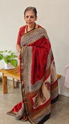Brick red Maheshwari saree
