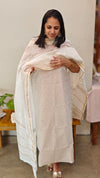 Off white and gold Chanderi silk unstitched salwar suit
