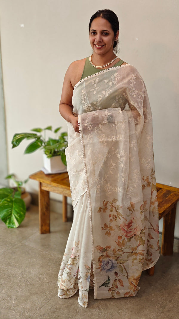 Tissue kota Embroidery saree