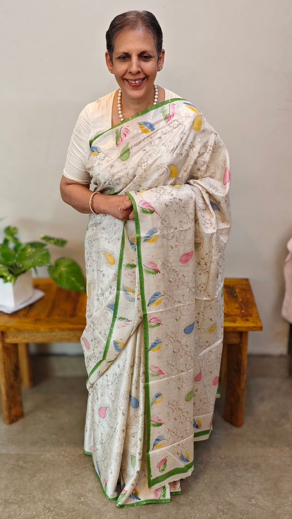 painted Semi silk Saree
