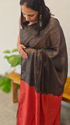 Dark green and burnt orange matka silks saree