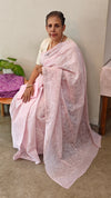 Light pink chikankari saree