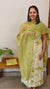 off white and green net kota suit