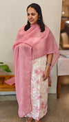 Off white and pink net kota suit