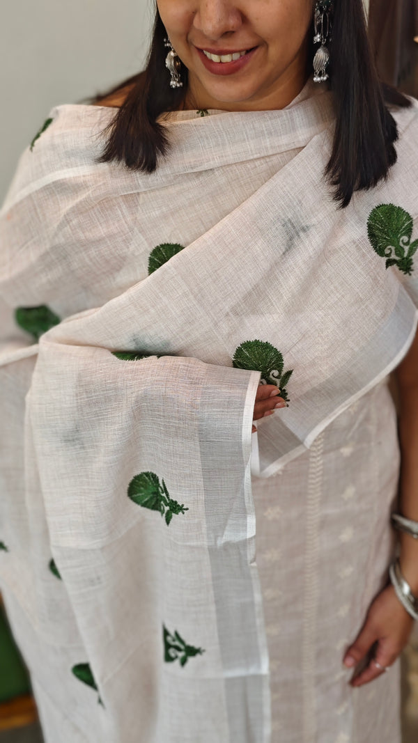 Off white linen cotton suit