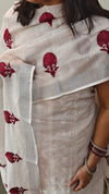 Off white linen cotton suit - Maroon