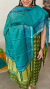 Green and blue tussar silk suit