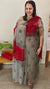 Grey and red block net kota suit