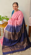 peach and blue saree