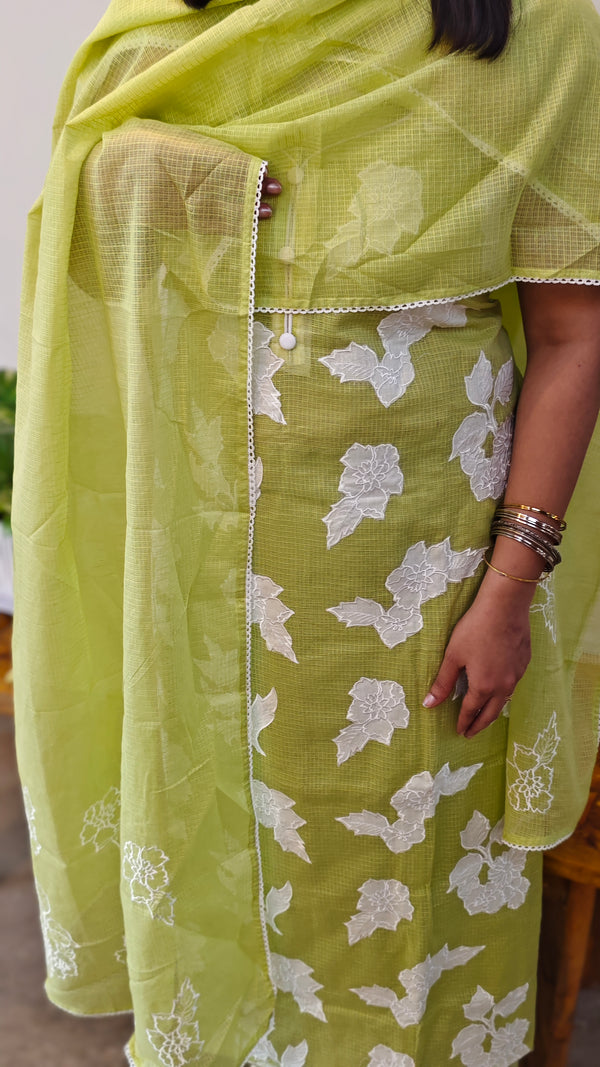 lime green net kota salwar