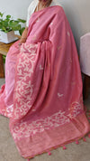 Blush pink linen jamdani saree