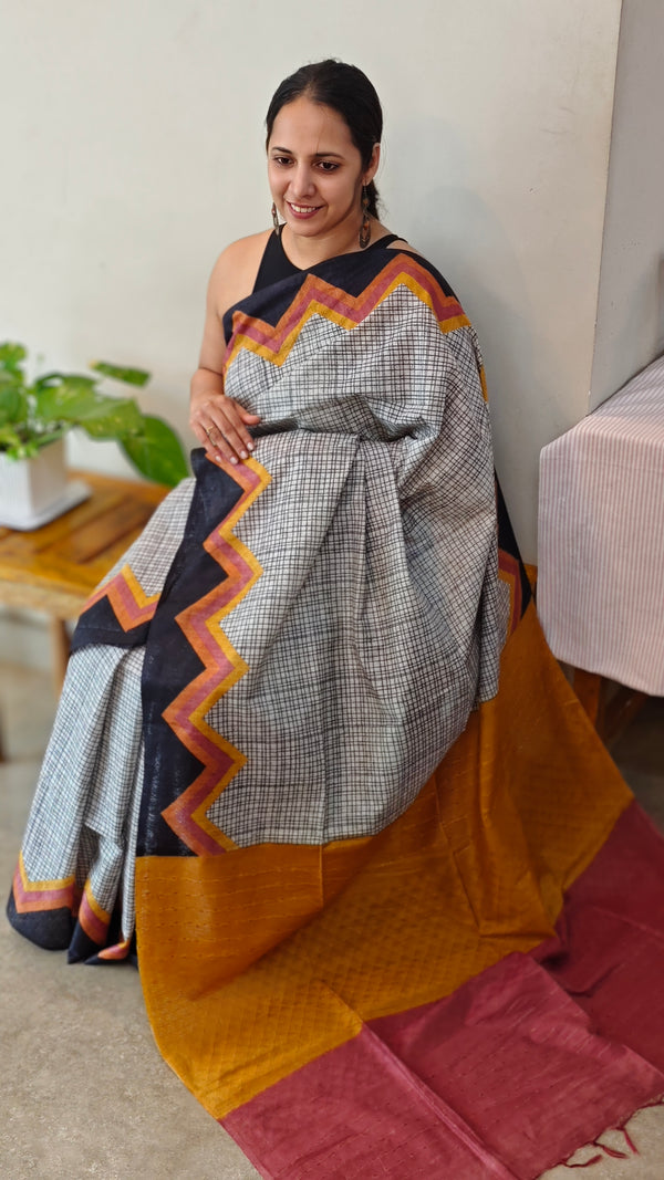 Printed semi silk saree