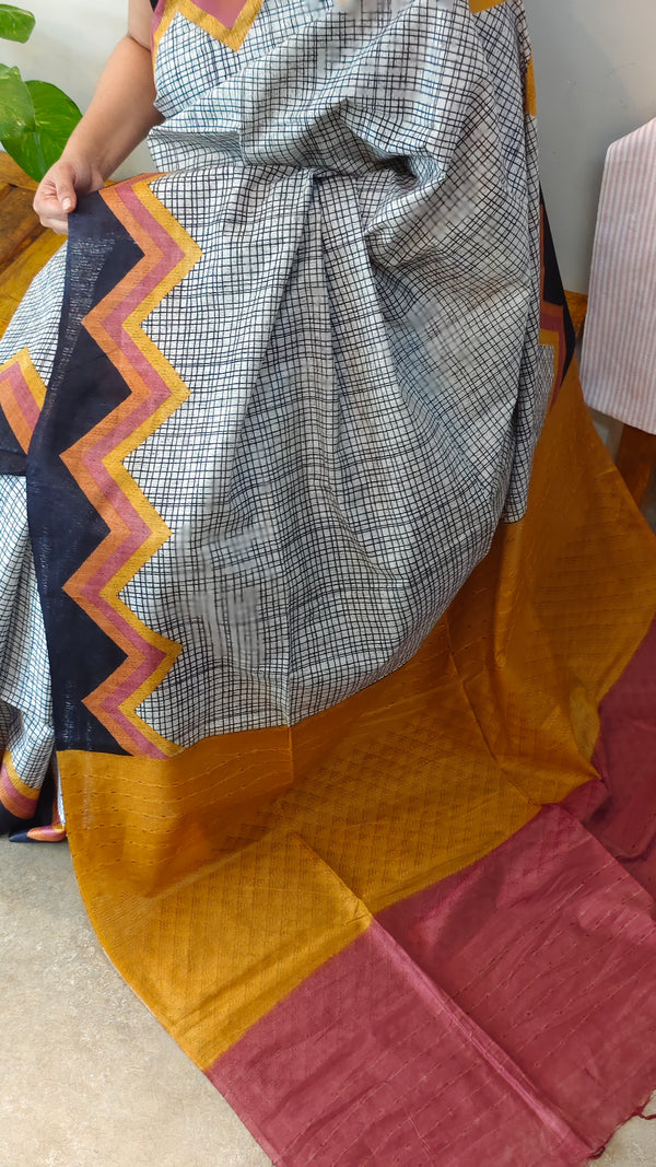 Printed semi silk saree