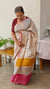 Off white printed tussar silk saree