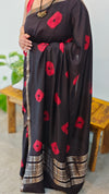 Black Chanderi saree