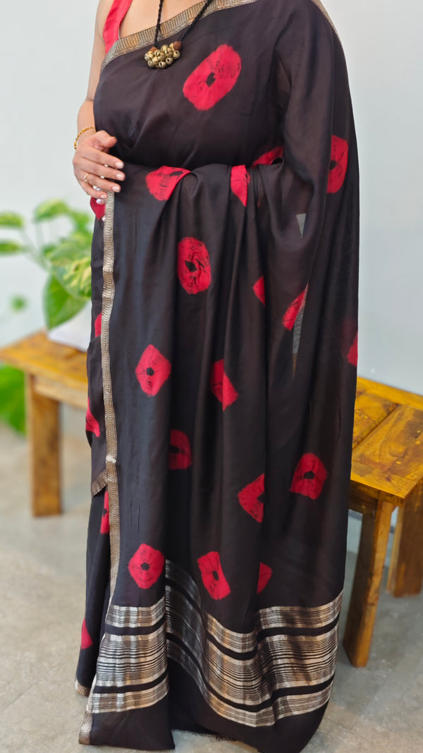 Black Chanderi saree