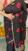 Black Chanderi saree