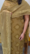 Green chanderi unstitched salwar suit