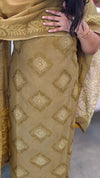 Green chanderi unstitched salwar suit