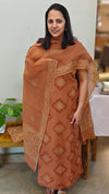 Peach chanderi unstitched salwar suit