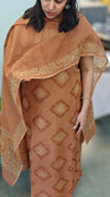 Peach chanderi unstitched salwar suit