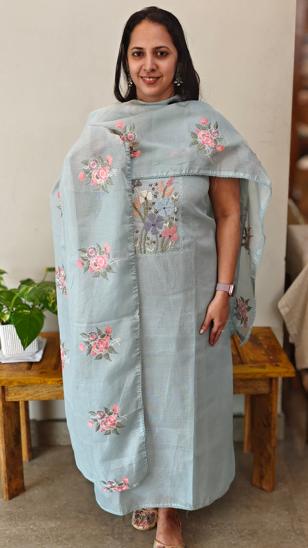 Powder blue net kota suit