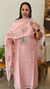 Pastel peach embroidered net kota suit
