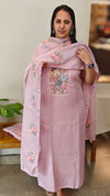 Lilac shade embroidered net kota suit