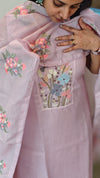 Lilac shade embroidered net kota suit
