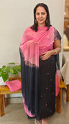 Navy blue and pink net kota suit