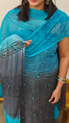 Blue and grey net kota suit