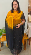 Black and mustard net kota suit