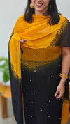 Black and mustard net kota suit