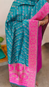 Magenta raw silk saree with banarasi dupatta