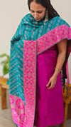 Magenta raw silk saree with banarasi dupatta