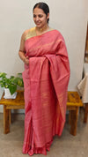 Blush pink Raw silk saree