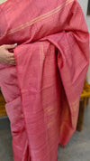 Blush pink Raw silk saree