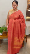 Rust orange Raw silk saree