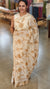 Off white linen tissue saree with brown applique