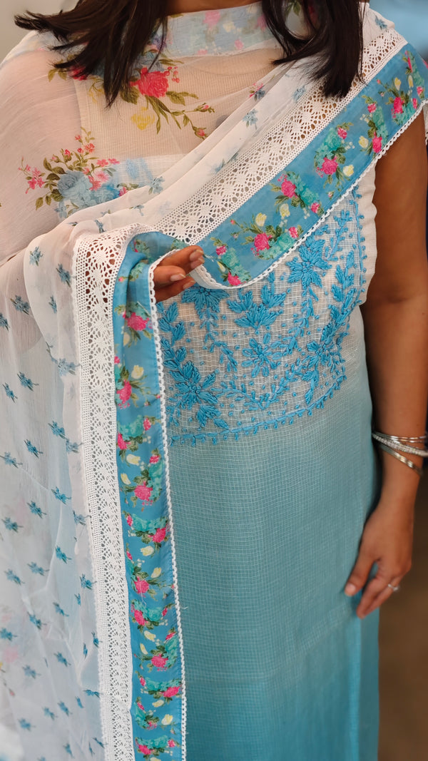 Ombre blue net kota suit