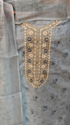 Blue linen embroidered suit