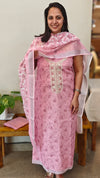 Pink blended linen suit