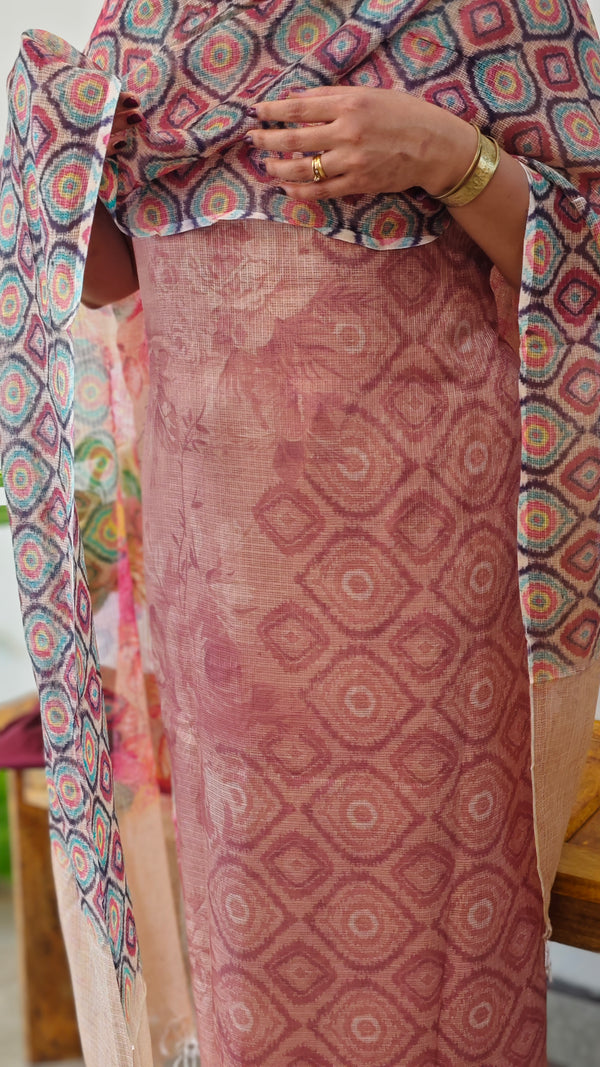 Digital printed net kota suit